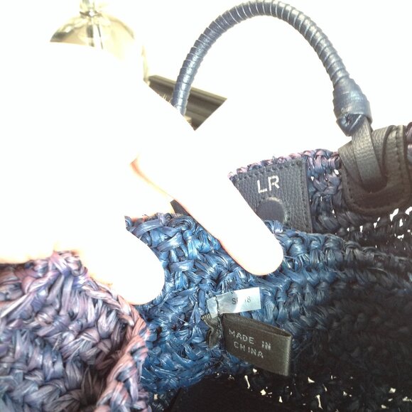 Loeffler Randall Blue Purple Ombre Straw Travel Tote Bag w/ Tassels - Picture 15 of 16